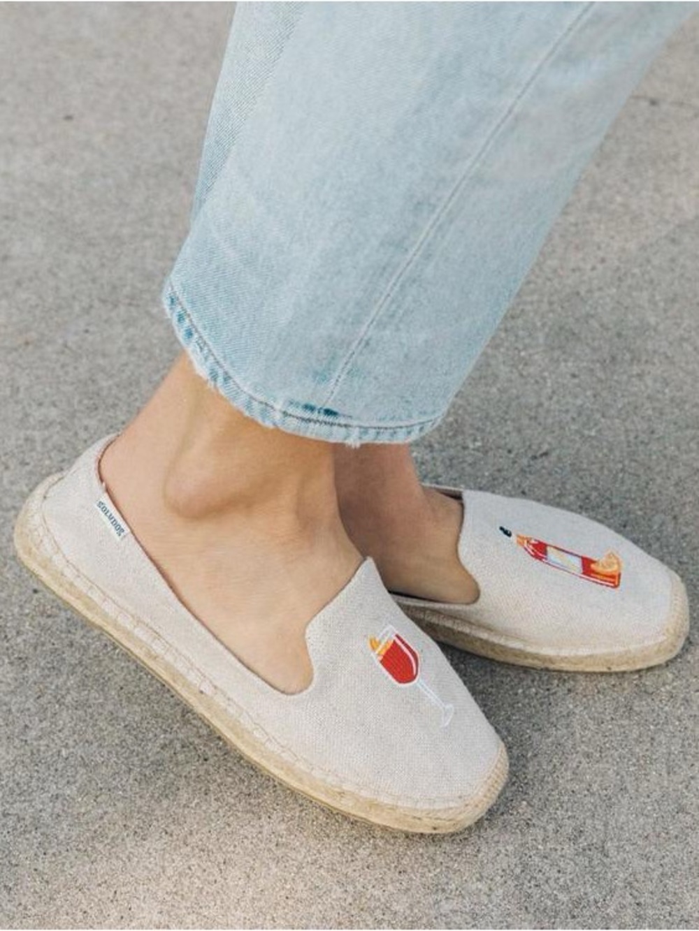Soludos Embroidered Spritz Smoking Slipper Espadrille Flat Sand 8.5